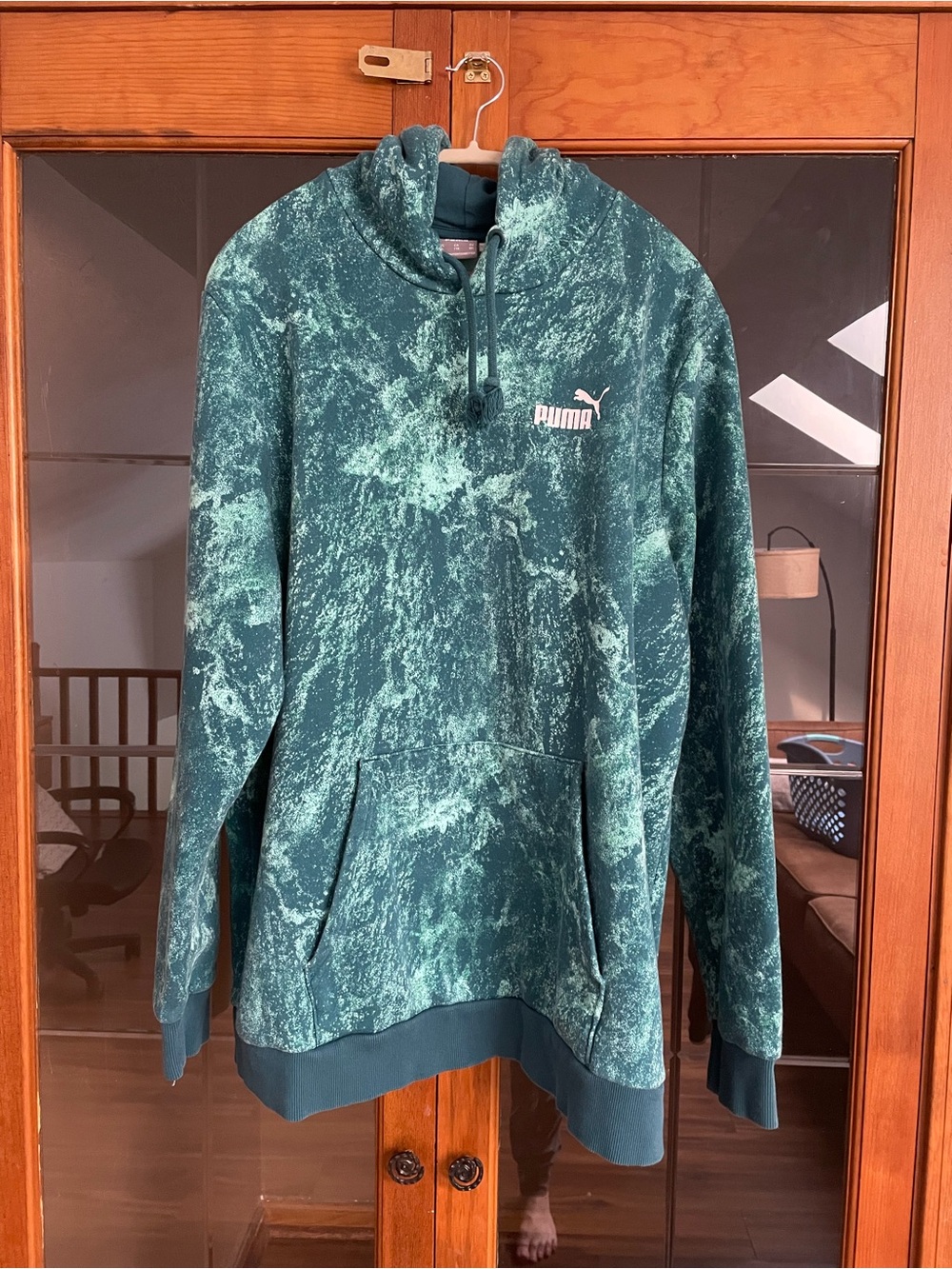 Puma Green Marble Print Pullover Hoodie